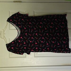 Torrid Super Soft Women's Black Slerp Top with Pink Heart Pattern